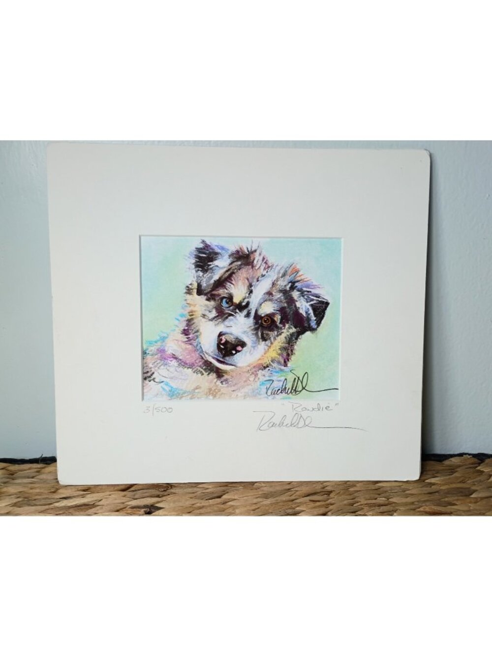 Australian Shepherd Dog "Rowdie" Art Print 11 x 9 Signed Rachel Numbered 3/500